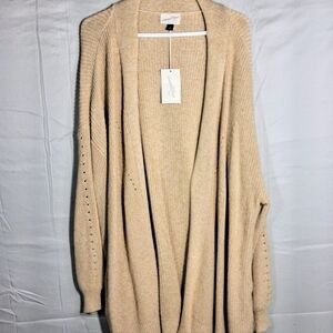 Universal Thread 1X Fall Wrap Around Slouchy Open Front Oatmeal Cardigan Sweater